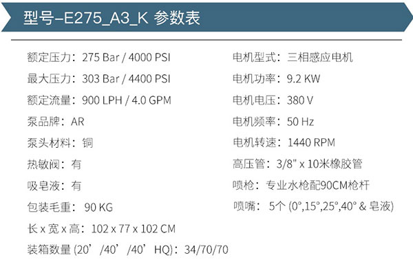 高壓清洗機出租參數介紹